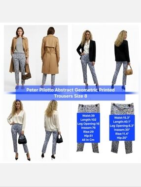 Peter Pilotto Abstract Geometric Printed Trousers Size 8